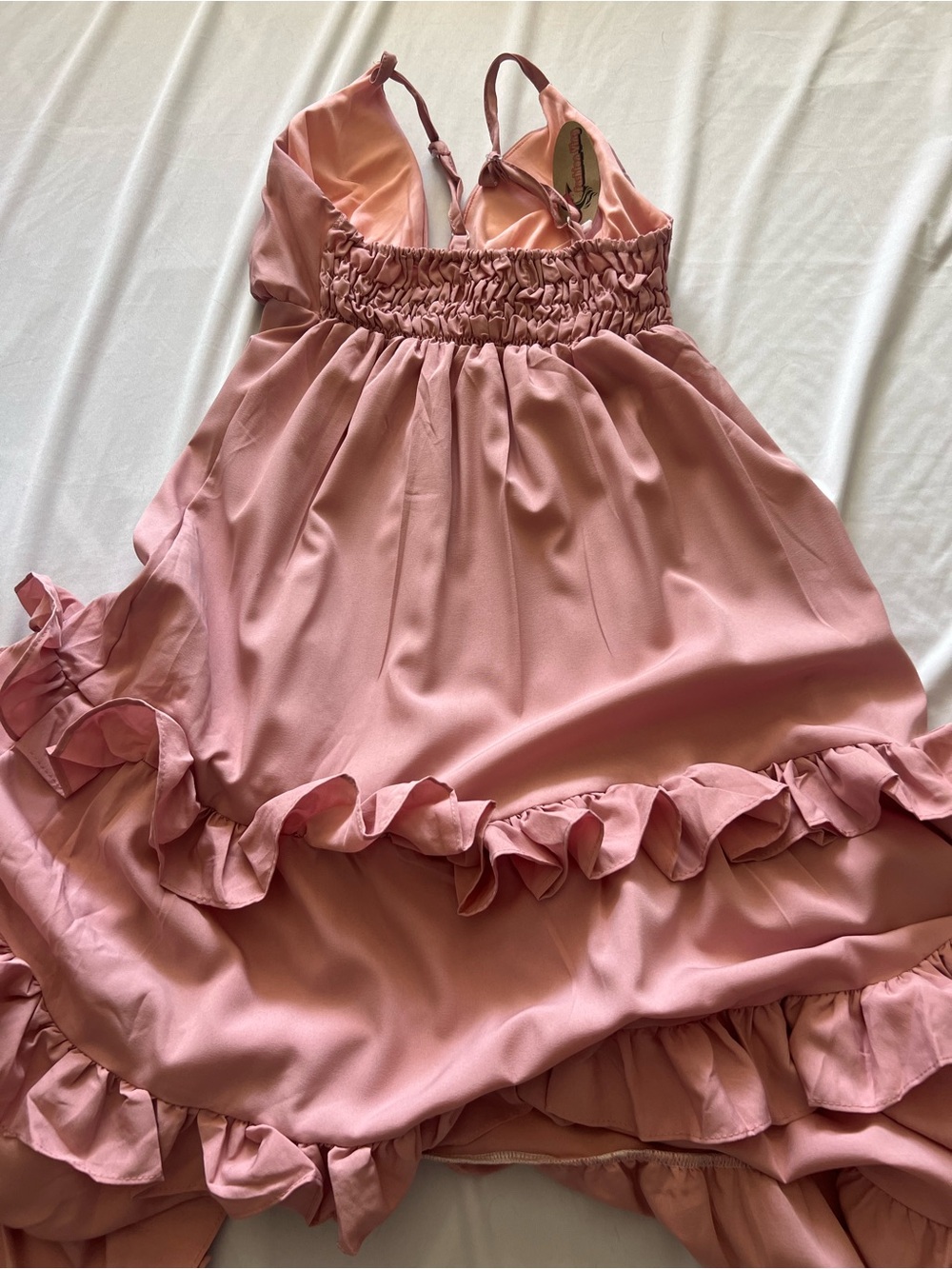 Pink Ruffled V-Neck Sundress - Picture 7 of 7